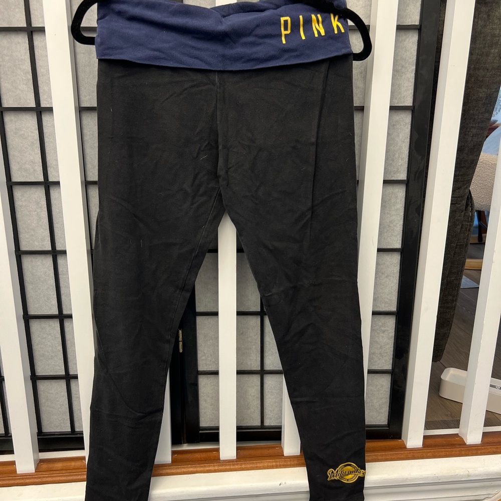 Pink brewers yoga pants